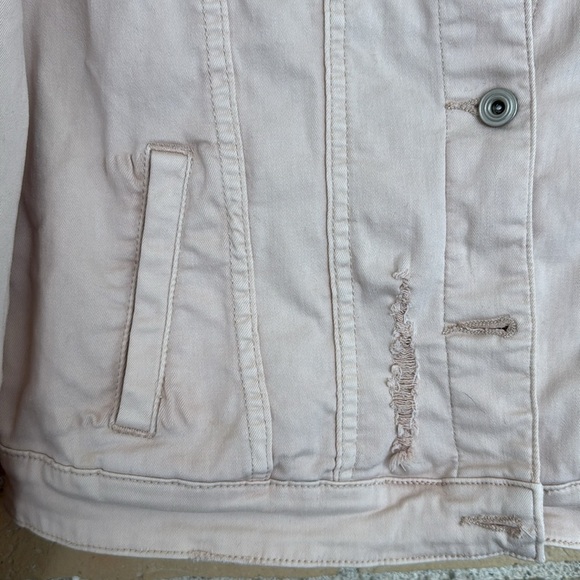 Tribal Women's Pink Distressed Denim Jacket - Picture 4 of 5